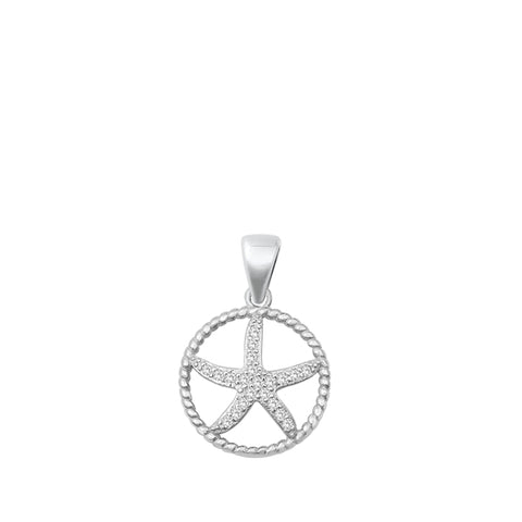 Sterling Silver CZ Large Starfish on 18 inch chain ~ 5-1-631 New