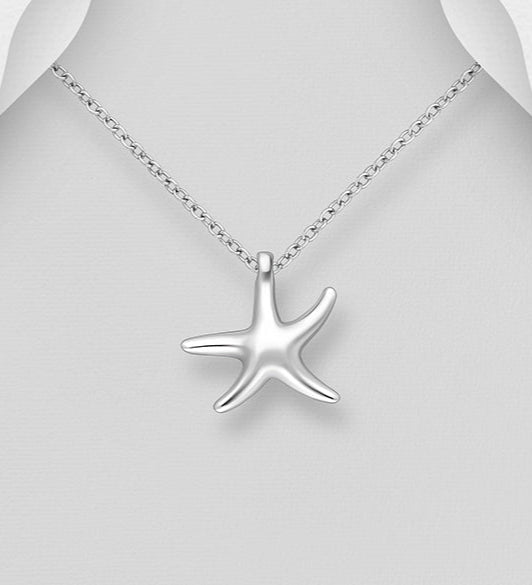 Sterling Silver Starfish Pendant on 18 inch chain 5-1-643 NEW