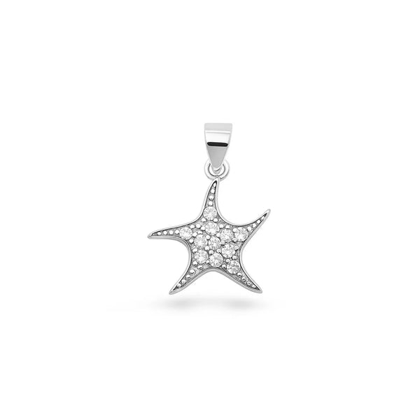 Sterling Silver CZ Starfish Pendant on 18 inch chain 5-1-643 NEW