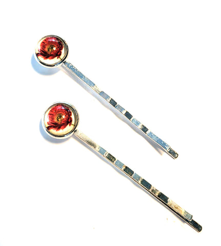 Pink Lily ~  Poppies ~ White & Red ~ Bobby Pin Set  ~ #87-6