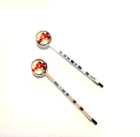 Pink Lily ~  Poppies ~ White & Red ~ Bobby Pin Set  ~ #87-7