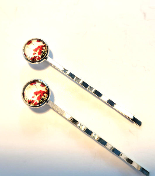 Pink Lily ~  Poppies ~ White & Red ~ Bobby Pin Set  ~ #87-8