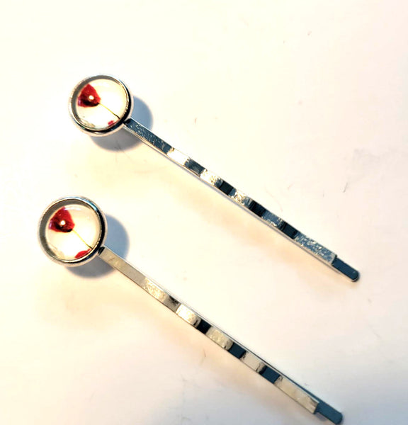 Pink Lily ~  Poppies ~ White & Red ~ Bobby Pin Set  ~ #87-9