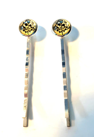 Pink Lily ~  Trees ~ Yellow & Black  Bobby Pin Set  ~ #88-10