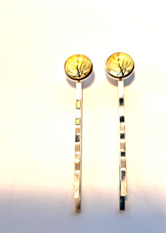 Pink Lily ~  Trees ~ Yellow & Black  Bobby Pin Set  ~ #88-3