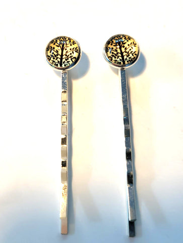 Pink Lily ~  Trees ~ Yellow & Black  Bobby Pin Set  ~ #88-9