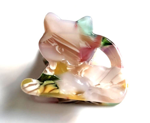 Pink Lily ~  "Puff" Cat Jaw ~ Pink/Lilac/Yellow Green