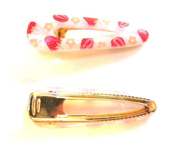 Pink Lily ~ "Kate" Flower and Strawberry ~ Pinch Clip #106