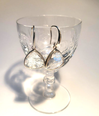 Pink Lily ~ Czech Glass Drop Earrings #86-2 White