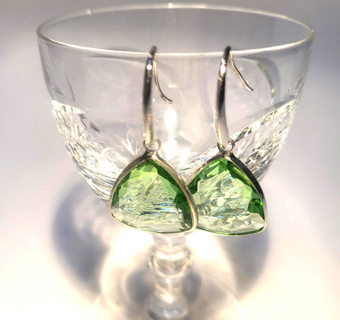 Pink Lily ~ Czech Glass Drop Earrings #86-5 Apple Green