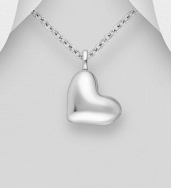 Sterling Silver Heart "Locket" Pendant on 18 inch chain 5-1-644 NEW