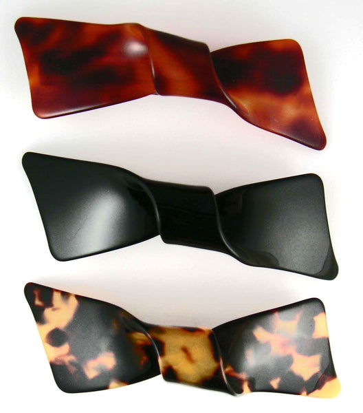 "Chantal" Twisted Bow Barrette ~ Handmade in France ~ Tortoise