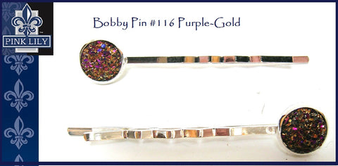 Pink Lily ~ Bobby Pin #116 ~ Red-Gold  Druzy ~ SET
