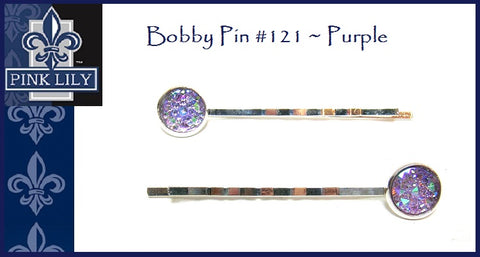 Pink Lily ~ Bobby Pin SET #121 ~ Purple Druzy