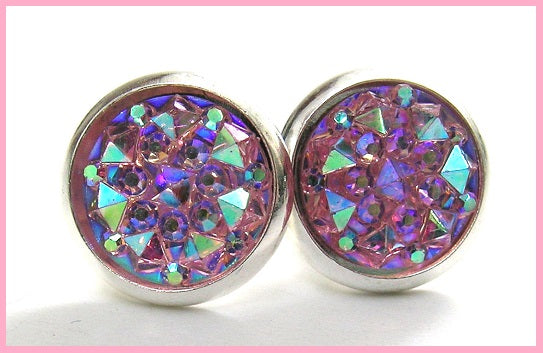 Pink Lily ~ Druzy Stud Earrings ~ 6 Colorways #78 SALE