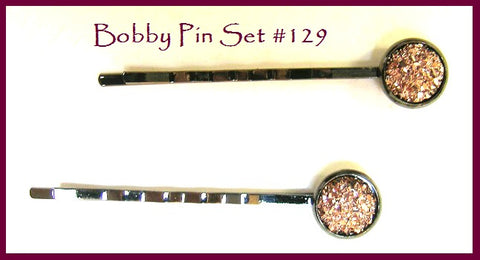Pink Lily ~ Bobby Pin #129 ~ Anitque Purple Druzy ~ SET