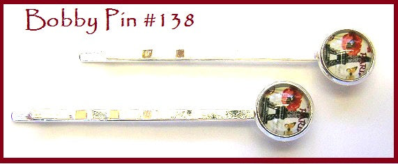 Pink Lily ~ Eiffel Tower with Poppy Bobby Pin Set #138