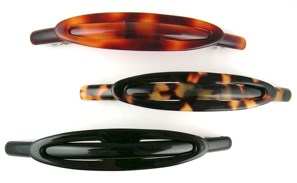 "Gayle" Medium Oval Over Barrette ~Handmade in France ~Tortoise