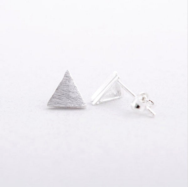Pink Lily ~ Matte Flat Triangle Stud Earrings #10