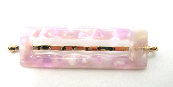 Pink Lily ~"Olivia" White Rectangle Bobby Pin Slide ~ #5 SALE