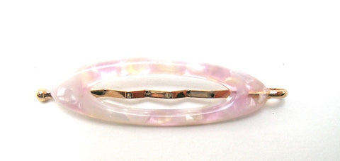 Pink Lily ~"Olive" White Oval Bobby Pin Slide ~ #8