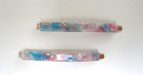 Pink Lily ~ "Virginie" Bobby Pin Slide Set ~  Blue & Pink  #7