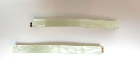 Pink Lily ~ "Virginie" Bobby Pin Slide Set ~  White/Green Pearl ~ #3
