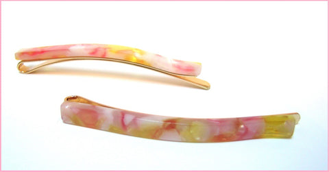 Pink Lily ~ "Virginie" Bobby Pin Slide Set ~ #9 Pink & Gold
