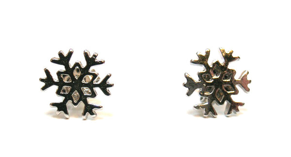 Pink Lily ~ Silver Plated Matte Snowflake Stud Earrings - CH #3