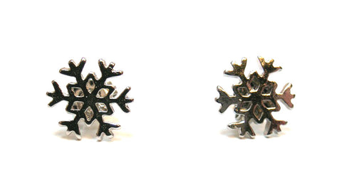 Pink Lily ~ Silver Plated Matte Snowflake Stud Earrings - CH #3