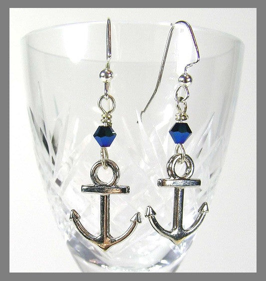 PINK LILY ~ Silver Plated Anchor Earrings ~ #91-2-  Anchor