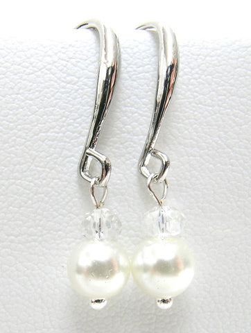 Pink Lily ~ Cute Little Silver Plated Pearl Drops #132