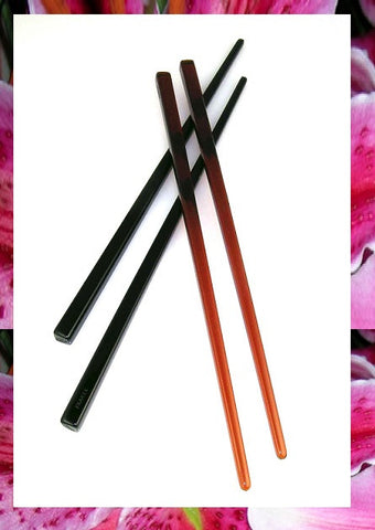 Chignon Hair Sticks: Basic Stick ~ SET OF TWO Black and Tortoise
