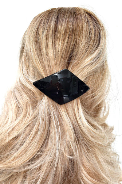 "Julie" Large Diamond Barrette ~ Handmade in France ~ Black