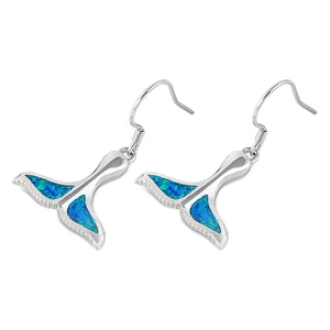 Sterling Silver Blue Whale's Tail Dangle Earrings ~ 2-1-1092