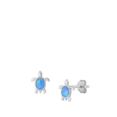 Sterling Silver Small Blue Turtle Stud Earrings ~ 2-1-1197
