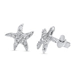 Sterling Silver CZ Starfish Stud Earrings ~ 2-1-1121