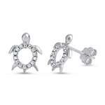 Sterling Silver CZ Turtle Stud Earrings ~ 2-1-1097