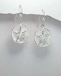 Sterling Silver Sand Dollar Earrings ~  2-1-1110