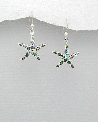 Sterling Silver Abalone Starfish Earrings 2-1-1112