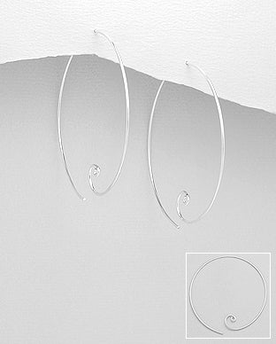 Sterling Silver Large Hoop Earrings ~ 2-1-1145 SALE