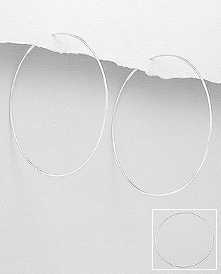 Sterling Silver Large Wire Hoop Earrings ~ 2-1-1146 Best Seller SALE