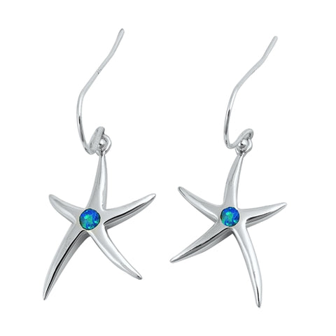 Sterling Silver Blue Starfish Earrings ~ 2-1-1164