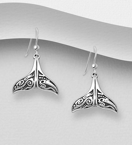 Sterling Silver Whale's Tail Earrings 2-1-1179