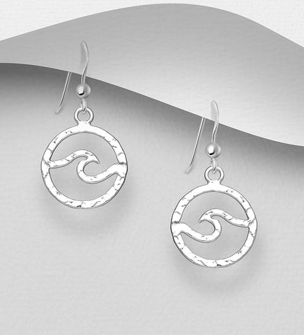 Sterling Silver Hammered "Wave" Earrings 2-1-1181