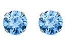 Sterling Silver 3 mm. Round ~  Aquamarine Color CZ Stud Earrings 2-1-118