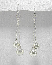 Sterling Silver Ball & Chain Earrings 2-1-330 SALE