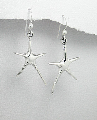 Sterling Silver Large Starfish Earrings ~ 2-1-615
