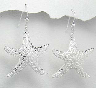 Sterling Silver Filigree Large Earrings ~ 2-1-625