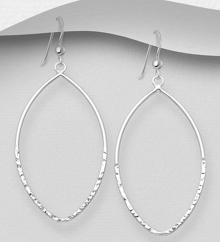 Sterling Silver Hammered Dangle Earrings 2-1-895
